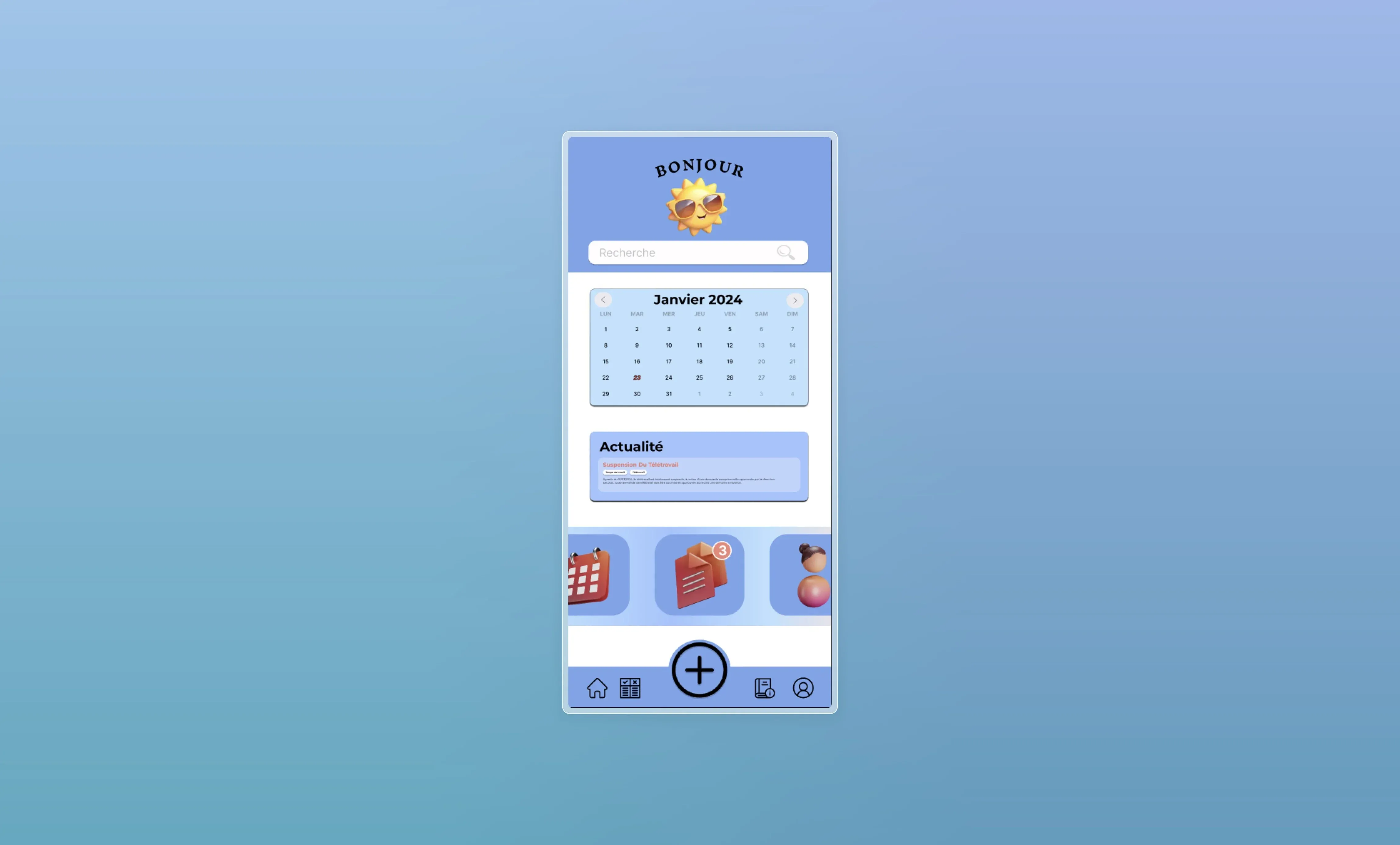Interface d'accueil pour les administrateur avec compteur de demandes