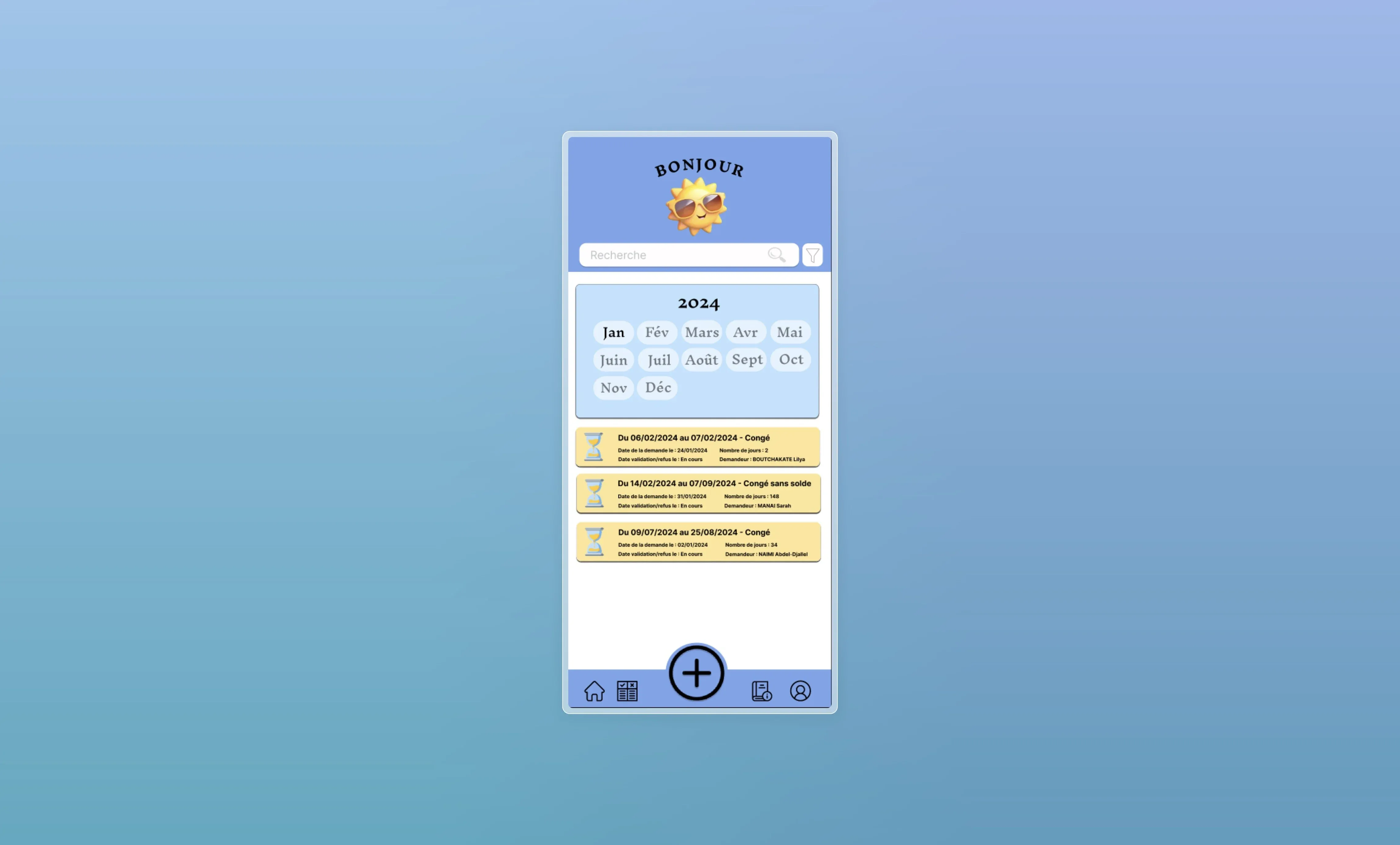 Interface administrateur avec vue globale des demandes et statistiques
