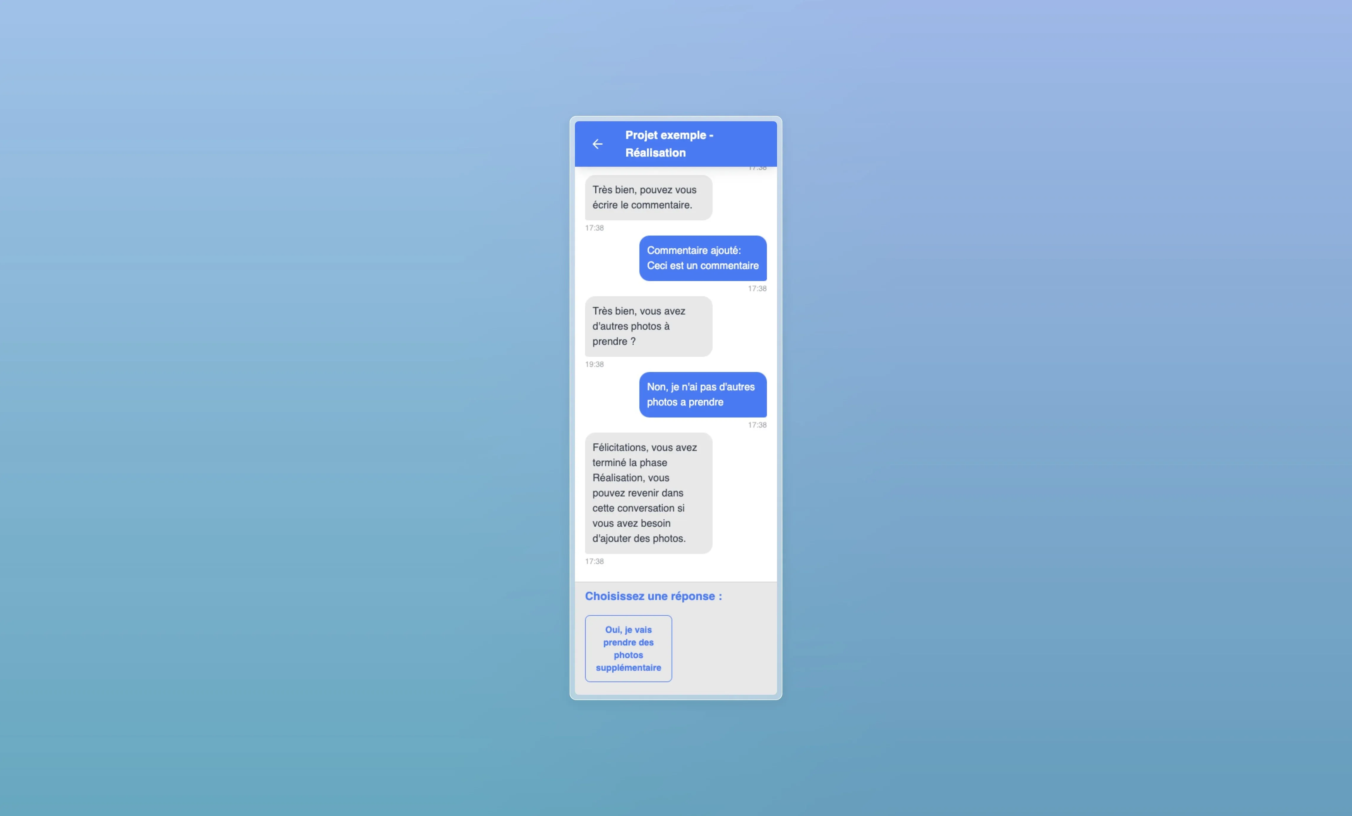Interface d'ajout de photos complémentaires