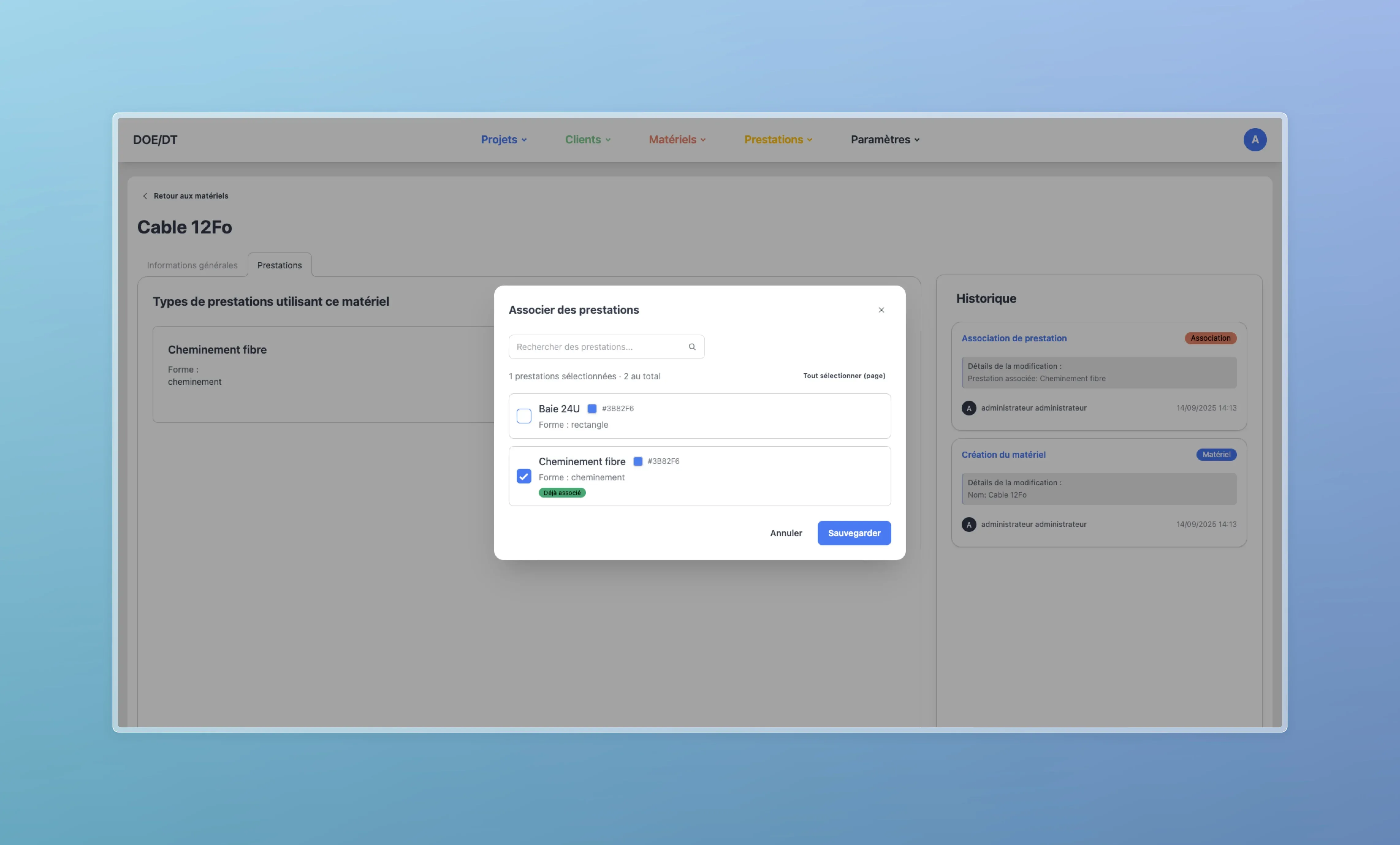 Interface d'ajout de nouveau modèle pour le client