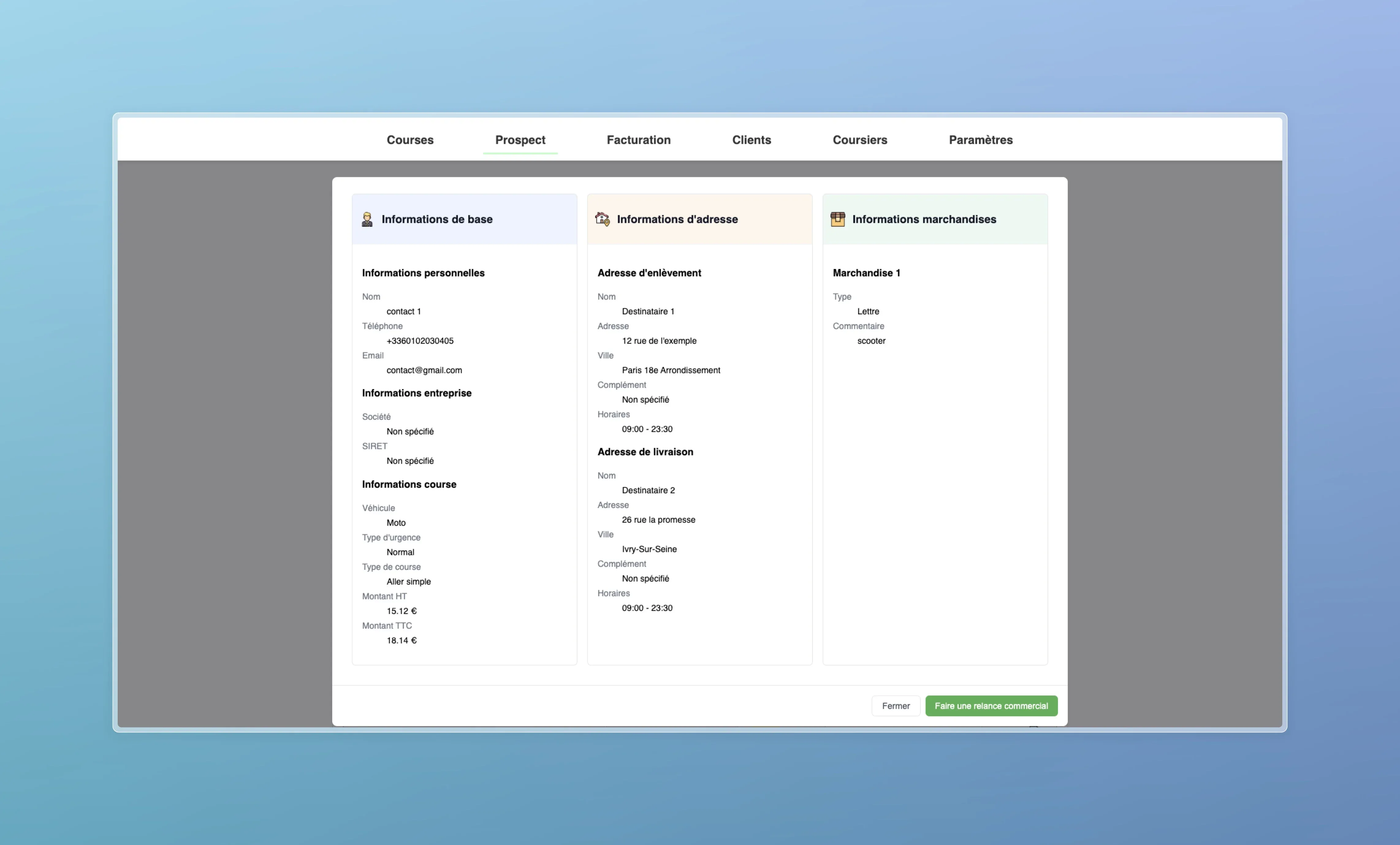 Module de gestion des prospects et leads