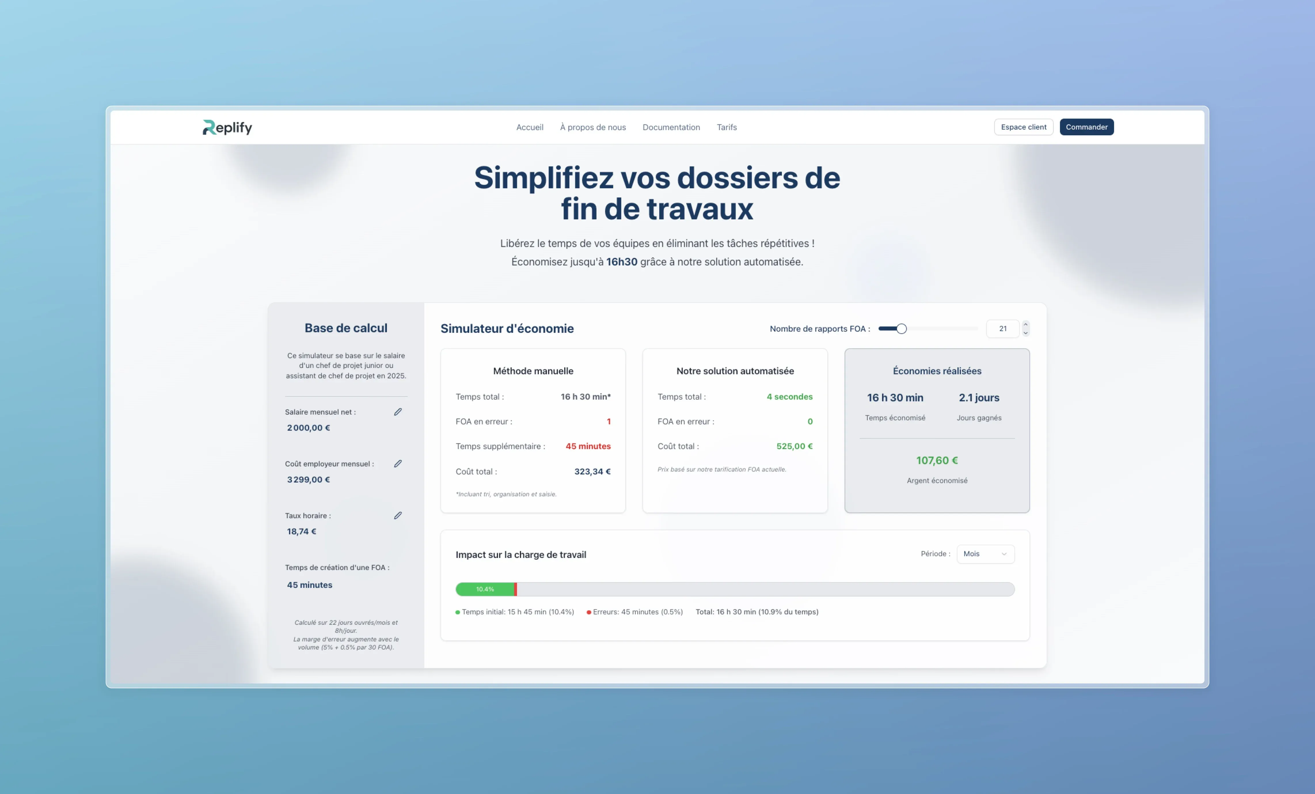 Outil de simulation des économies réalisables