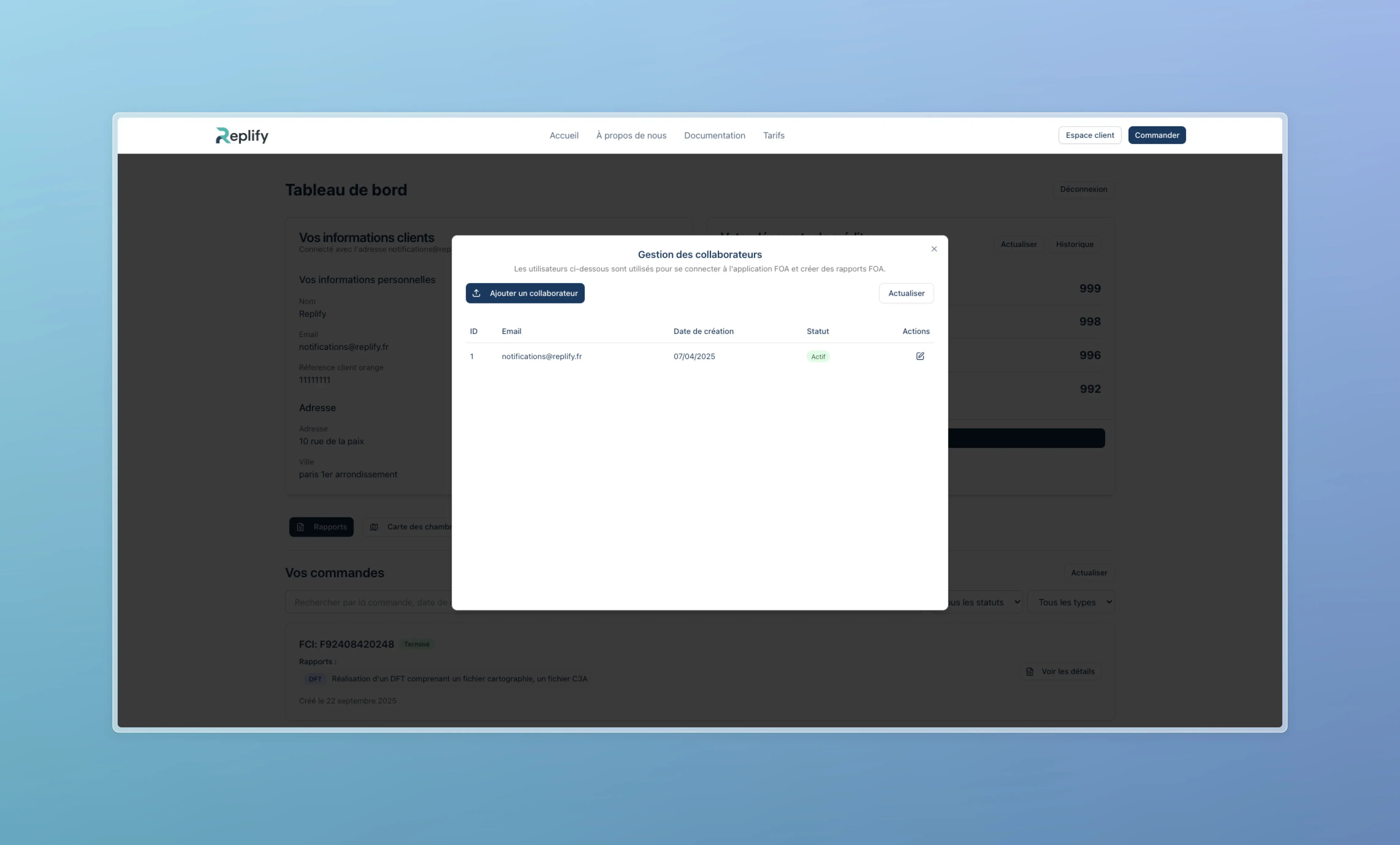 Interface minimaliste pour gérer les collaborateurs